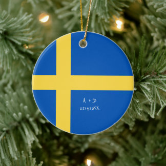 Custom Message Sweden Flag  Ceramic Tree Decoration