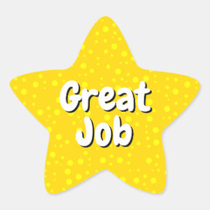 Custom Message Text (Glitter Gold Star) Great Job Star Sticker