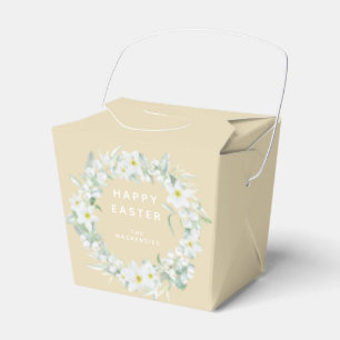 Custom Message White Floral Easter Wreath Favour Box