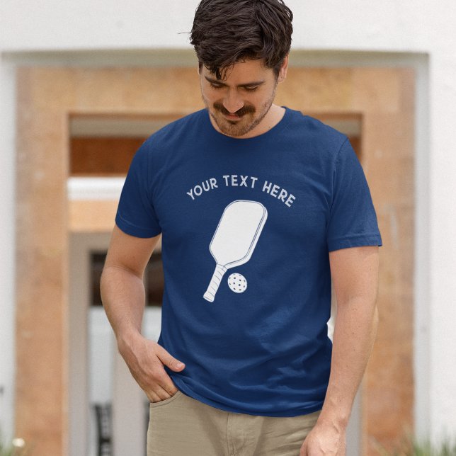 Custom Message White Pickleball Paddle Graphic T-Shirt (Creator Uploaded)