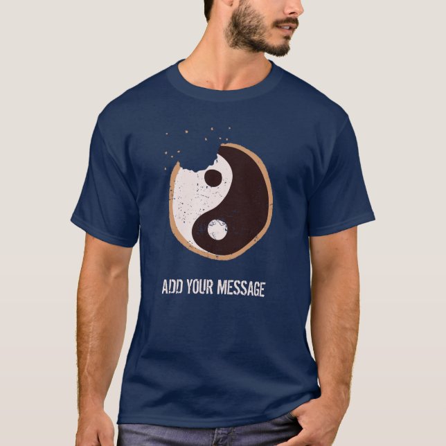 Custom Message Yin and Yang Black and White Cookie T-Shirt (Front)