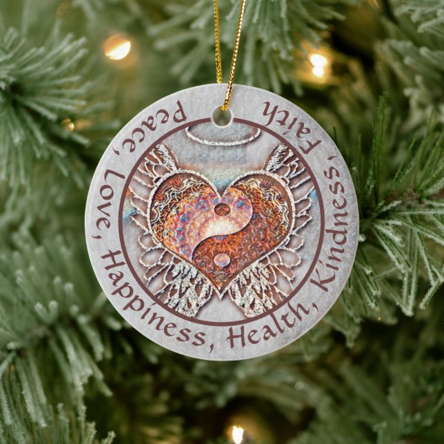 Custom Message Yin Yang Heart Ceramic Tree Decoration (Tree)