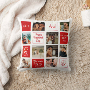 Custom Messages Husband 9 Photo Valentine's Day Cushion