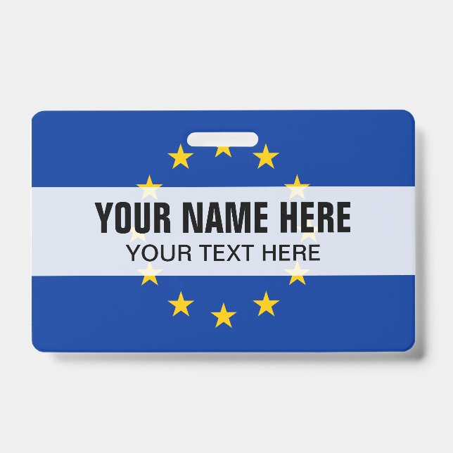 Custom metal clip badge with European Union flag ID Badge (Front)