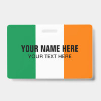 Custom metal clip badge with Irish flag logo