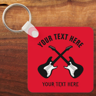 Custom metal keychain with two electric guitars