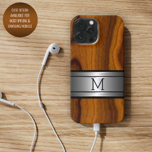 Custom Metal Modern Trendy Wood Grain Pattern iPhone 15 Pro Max Case