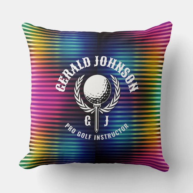 Custom Metallic Colorful Golf Monogram Design Thro Cushion (Front)