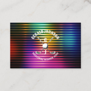 Custom Metallic Colourful Golf Monogram Design Business Card