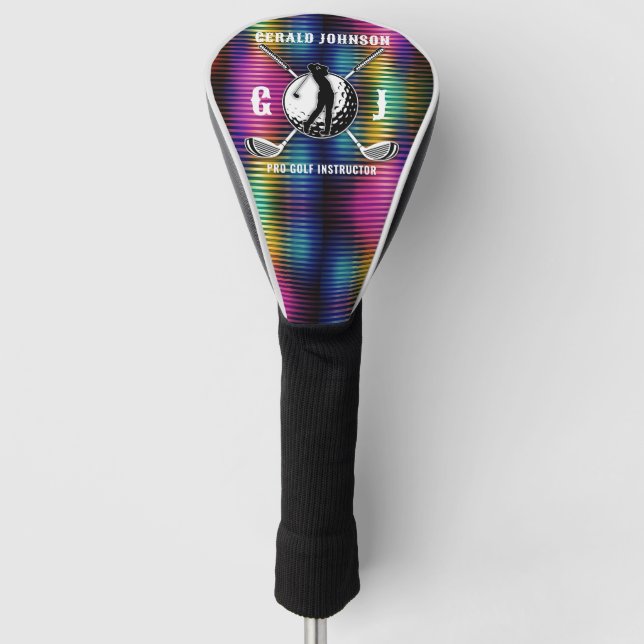 Custom Metallic Colourful Golf Monogram Design Head Cover (Front)