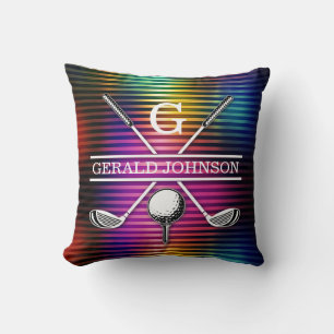 Custom Metallic Colourful Golf Monogram Design Thr Cushion