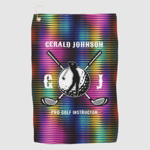 Custom Metallic Colourful Golf Monogram Design Towel