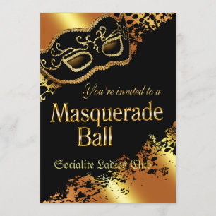 Custom Metallic Gold Masquerade Ball Invitation
