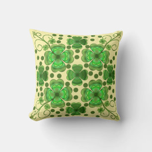 Custom Metallic Green Clover & Swirl Pattern Cushion