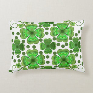 Custom Metallic Green Clover & Swirl Pattern  Decorative Cushion