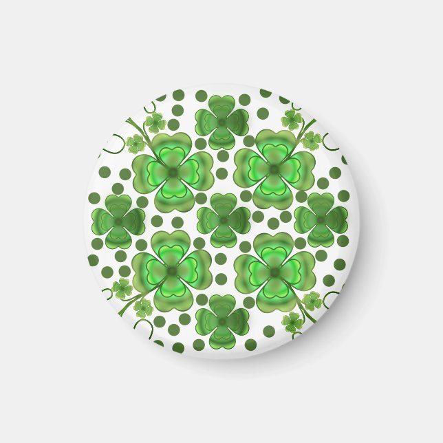 Custom Metallic Green Clover & Swirl Pattern  Magnet (Front)