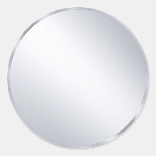 Custom Metallic Silver Blank Modern Template Classic Round Sticker (Front)