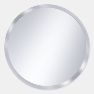 Custom Metallic Silver Look Blank Template Elegant Classic Round Sticker