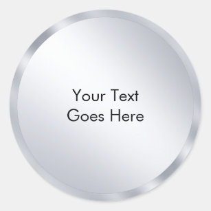Custom Metallic Silver Template Add Your Text Classic Round Sticker