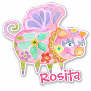 Custom Mexican Alebrije Vinyl sticker - Pig