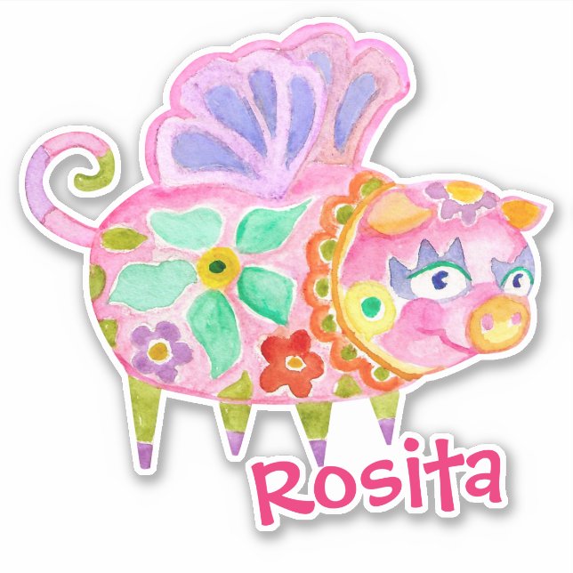 Custom Mexican Alebrije Vinyl sticker - Pig (Front)
