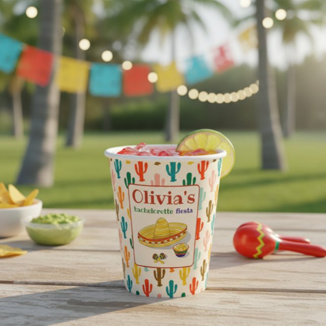Custom Mexican Fiesta Bachelorette Party Paper Cup (Creator Uploaded)