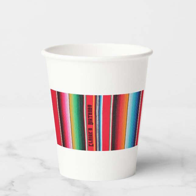 Custom Mexican Serape Paper Cup – Fiesta Poncho  (Front)