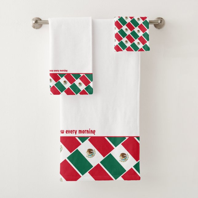 Custom Mexico Flag Bath Towel Set (Insitu)