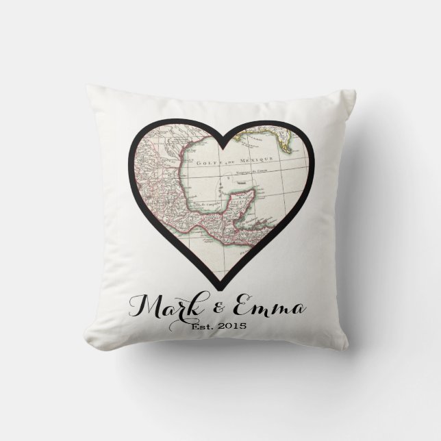 Custom Mexico honeymoon wedding gift couple names Cushion (Front)