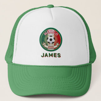 Custom Mexico Soccer Fans Crest Personalised Name Trucker Hat