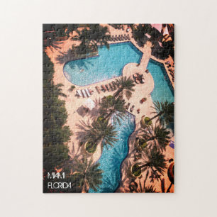 Custom Miami Beach FL Good Vibes and Palms Adults Jigsaw Puzzle