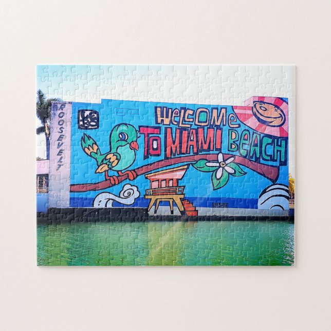 Custom Miami Beach Florida Welcome Graffiti Adults Jigsaw Puzzle (Horizontal)