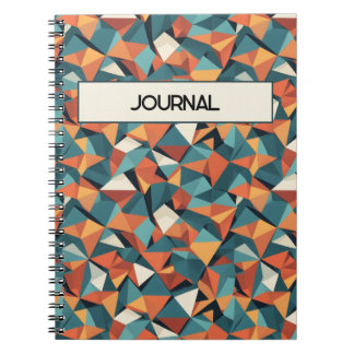 Custom Mid-Century Geometric Teal & Orange Pattern Notebook
