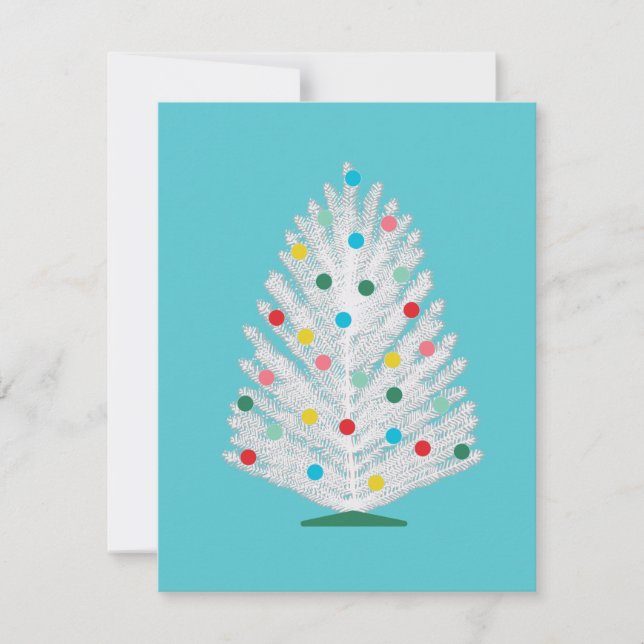 Custom Mid Century Tree Flat Holiday Card (Front)