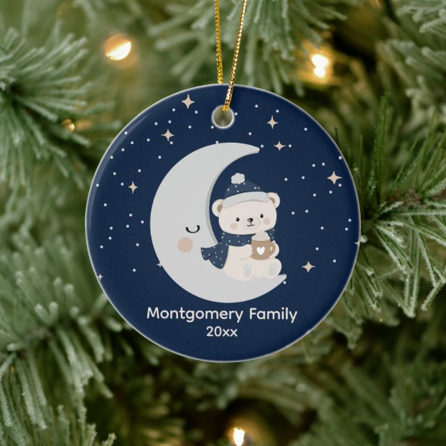 Custom Midnight Christmas | Navy, Silver & Gold  Ceramic Tree Decoration (Tree)