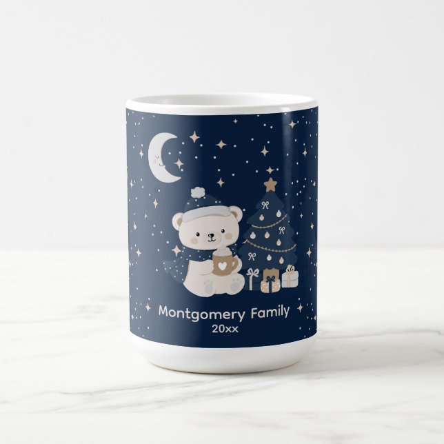 Custom Midnight Christmas | Navy, Silver & Gold  Coffee Mug (Center)