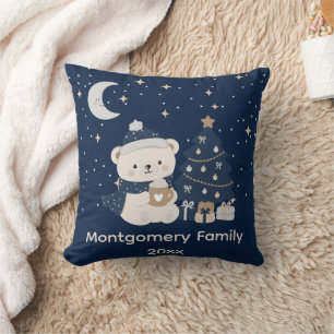 Custom Midnight Christmas Navy, Silver & Gold Cushion