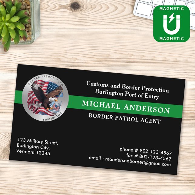 Custom Military Federal Police Border Patrol Logo Magnetic Business Card (Creator Uploaded)