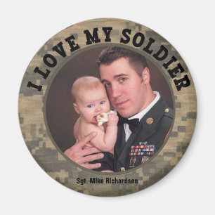 Custom Military I Love My Soldier Photo Frame Magnet