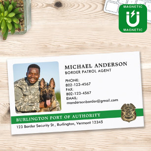 Custom Military Photo Logo Border Patrol Agent Magnetic Business Card