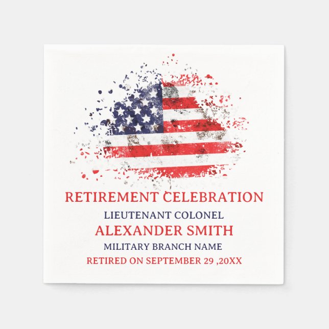 Custom Military Retirement Party Napkin (Front)