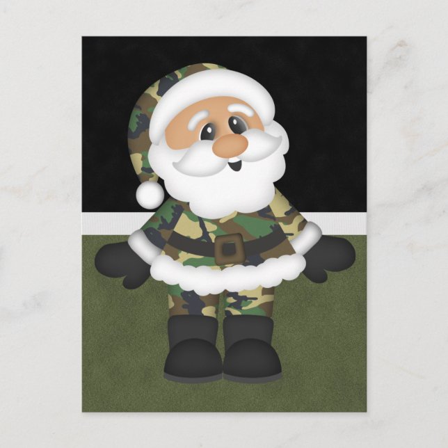 Custom Military Soldier Christmas Santa Holiday Postcard (Front)