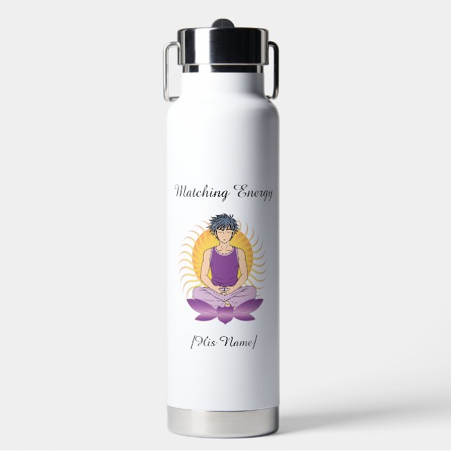 Custom Mindful Water Bottle for Him | Name & Text (Front)