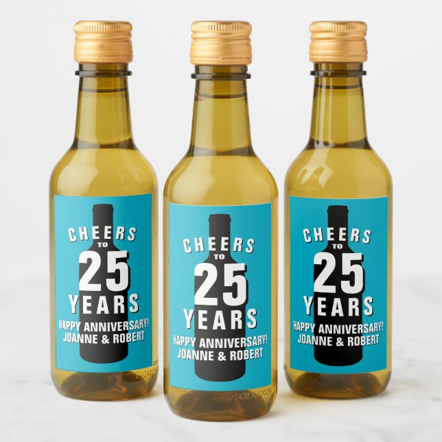 Custom Mini Wine Bottle Label for 25th Anniversary (Bottles)