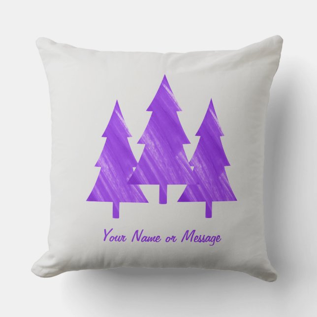 Custom Minimal Cool Aesthetic Purple Trees Cushion (Front)