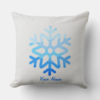 Custom Minimal CoolAesthetic Snowflake Lightblue Cushion