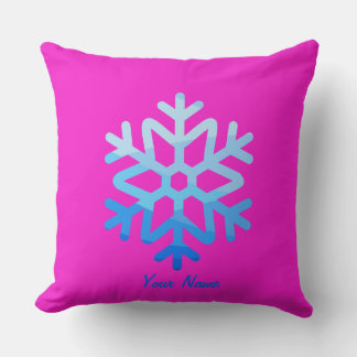 Custom Minimal CoolAesthetic Snowflake Lightblue Cushion