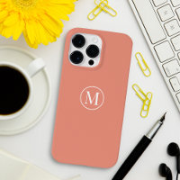 Custom Minimal Elegant Monogram Orange Peach Coral