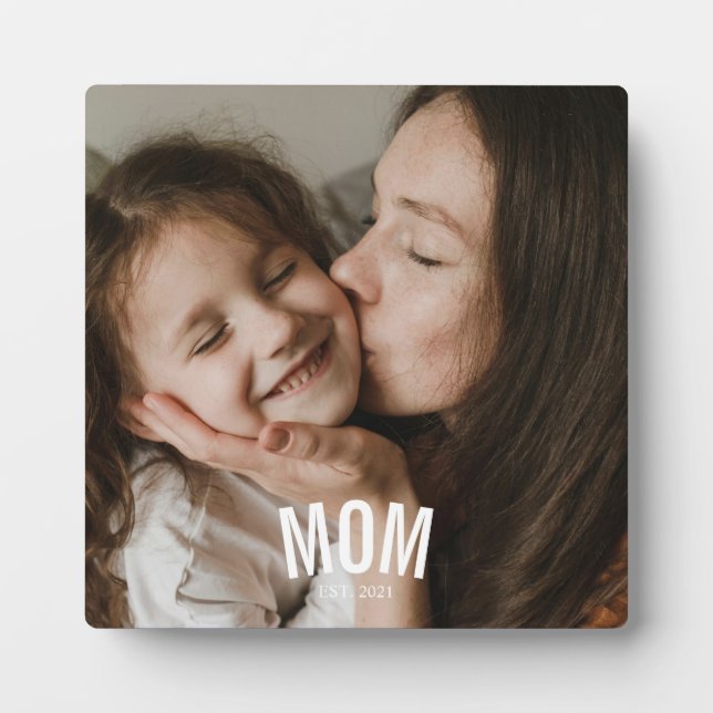 Custom Minimal Modern Mum Established Photo  Plaque (Front)