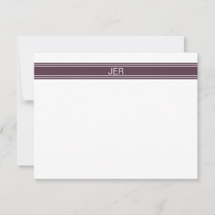 Custom Minimal Monogram Merlot Stripe  Card